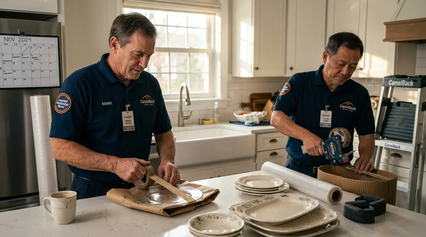 Professional crew packing kitchen dishware in Tappahannock, VA